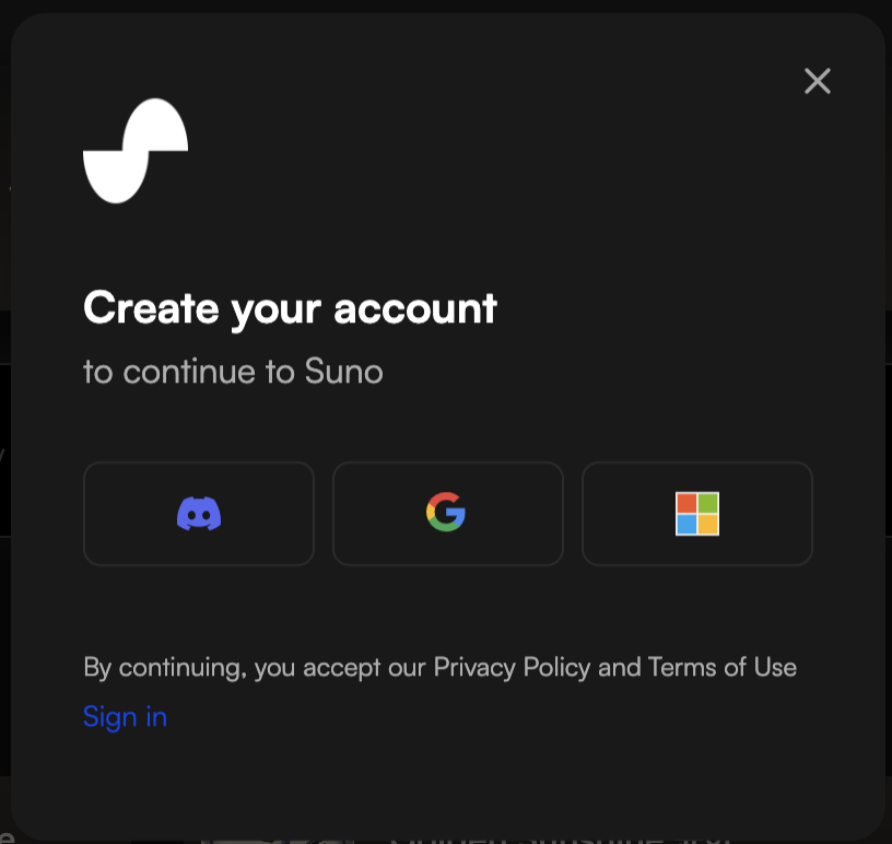 Suno Operation screen