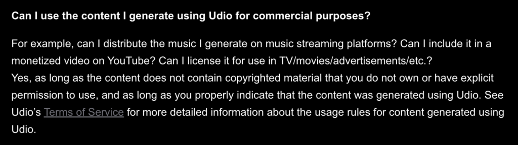 Udio terms of service